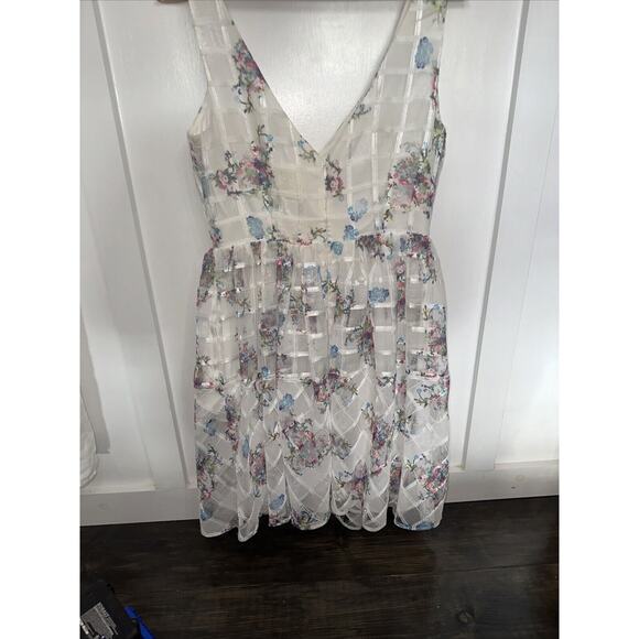 Anthropologie Maeve White Floral Party Peony Dress Wedding Aline Barbie 8 202 - Picture 9 of 9